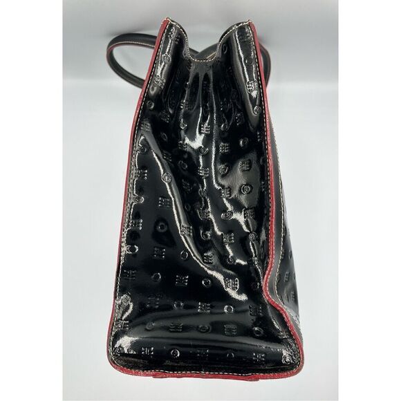 Arcadia Italian Genuine Black Patent Leather Double Handle Rectangle Bag EUC - Picture 4 of 13